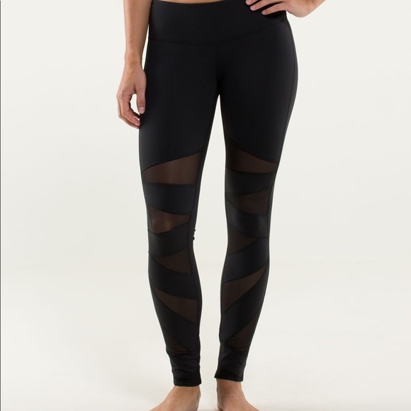 lululemon athletica Pants - Lululemon Teach Mesh Black Leggings Size 4